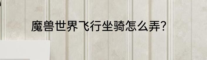 魔兽世界飞行坐骑怎么弄？