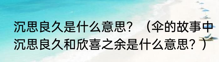 沉思良久是什么意思？（伞的故事中沉思良久和欣喜之余是什么意思？）