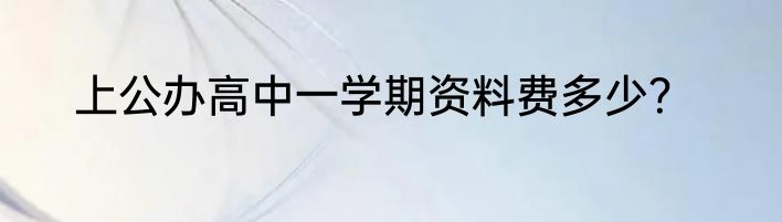 上公办高中一学期资料费多少？