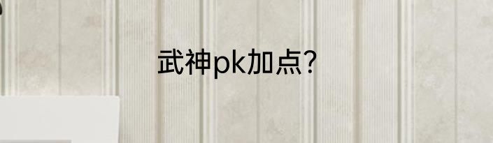武神pk加点？