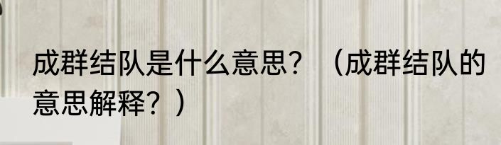 成群结队是什么意思？（成群结队的意思解释？）
