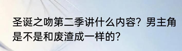 圣诞之吻第二季讲什么内容？男主角是不是和废渣成一样的？