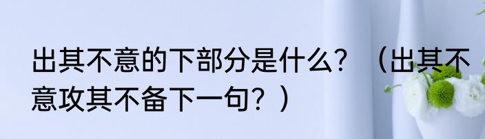 出其不意的下部分是什么？（出其不意攻其不备下一句？）