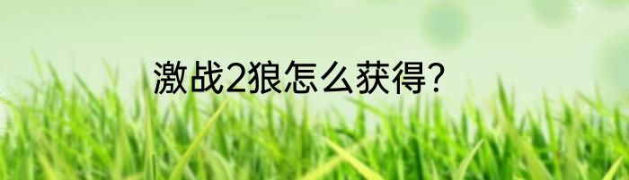 激战2狼怎么获得？