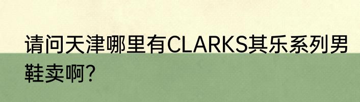 请问天津哪里有CLARKS其乐系列男鞋卖啊？