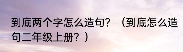 到底两个字怎么造句？（到底怎么造句二年级上册？）