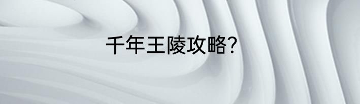 千年王陵攻略？