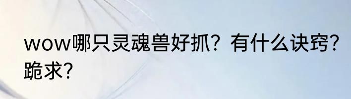 wow哪只灵魂兽好抓？有什么诀窍？跪求？