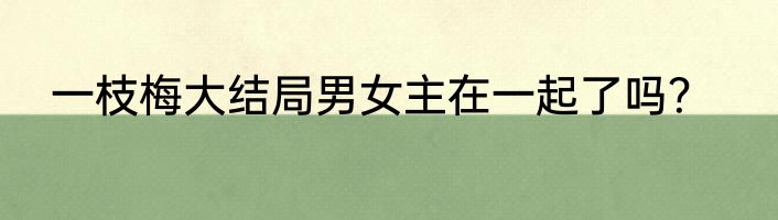 一枝梅大结局男女主在一起了吗？