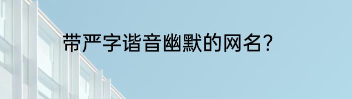 带严字谐音幽默的网名？
