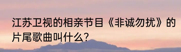 江苏卫视的相亲节目《非诚勿扰》的片尾歌曲叫什么？