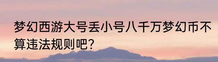 梦幻西游大号丢小号八千万梦幻币不算违法规则吧？