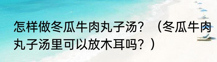怎样做冬瓜牛肉丸子汤？（冬瓜牛肉丸子汤里可以放木耳吗？）