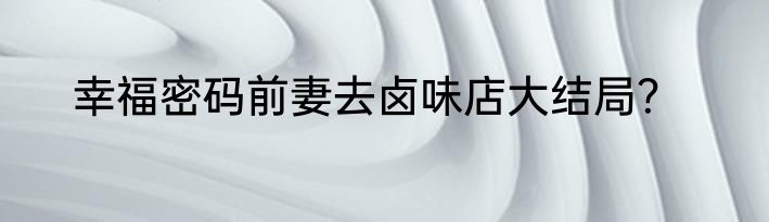 幸福密码前妻去卤味店大结局？