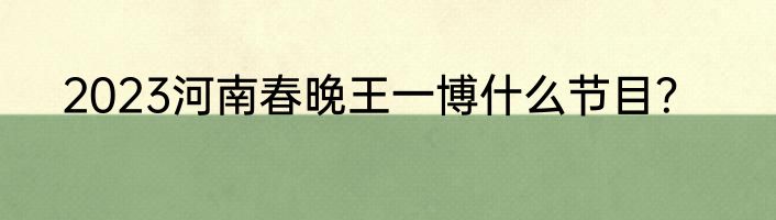 2023河南春晚王一博什么节目？