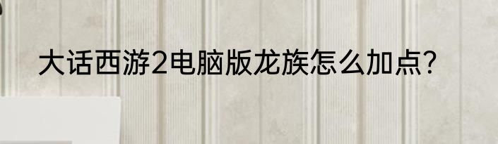 大话西游2电脑版龙族怎么加点？