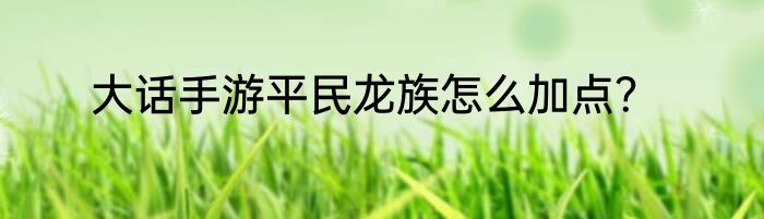 大话手游平民龙族怎么加点?