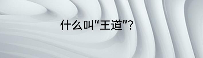 什么叫“王道”？