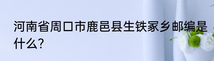河南省周口市鹿邑县生铁冢乡邮编是什么？