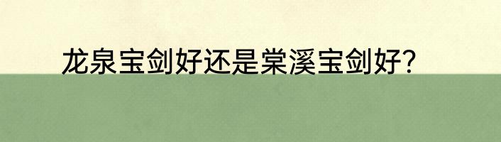 龙泉宝剑好还是棠溪宝剑好？
