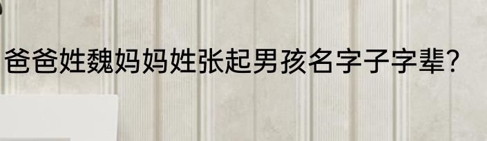 爸爸姓魏妈妈姓张起男孩名字子字辈？