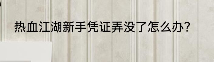 热血江湖新手凭证弄没了怎么办?