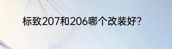 标致207和206哪个改装好？