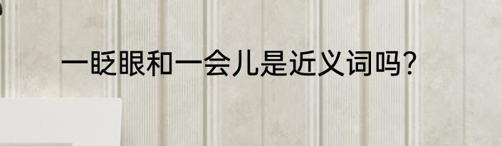 一眨眼和一会儿是近义词吗？