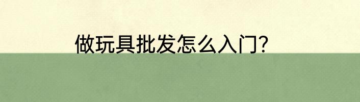 做玩具批发怎么入门？