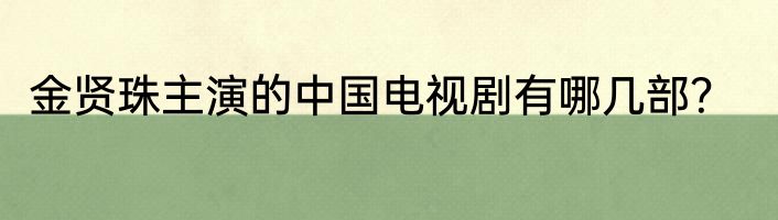 金贤珠主演的中国电视剧有哪几部？