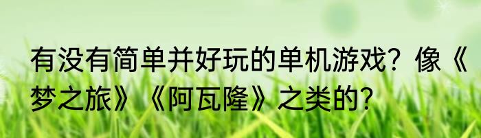 有没有简单并好玩的单机游戏？像《梦之旅》《阿瓦隆》之类的？