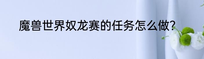 魔兽世界奴龙赛的任务怎么做？
