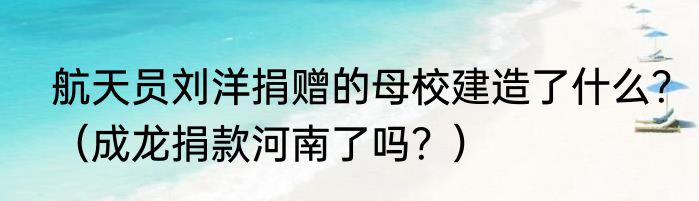 航天员刘洋捐赠的母校建造了什么？（成龙捐款河南了吗？）