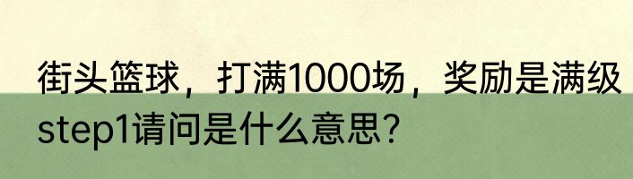 街头篮球，打满1000场，奖励是满级step1请问是什么意思？