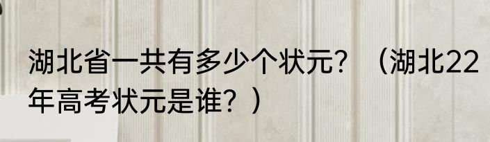 湖北省一共有多少个状元？（湖北22年高考状元是谁？）