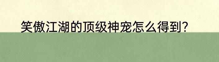 笑傲江湖的顶级神宠怎么得到？