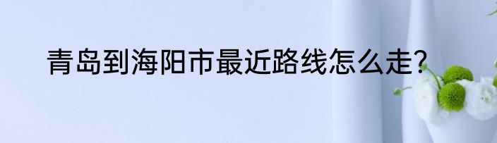 青岛到海阳市最近路线怎么走？