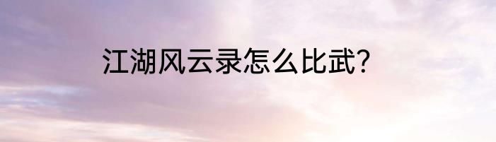 江湖风云录怎么比武？
