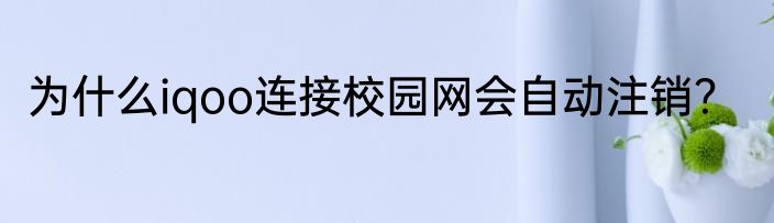 为什么iqoo连接校园网会自动注销？