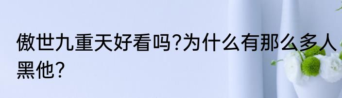 傲世九重天好看吗?为什么有那么多人黑他？