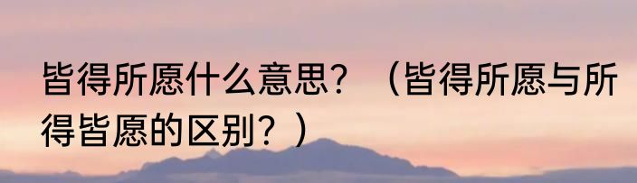 皆得所愿什么意思？（皆得所愿与所得皆愿的区别？）