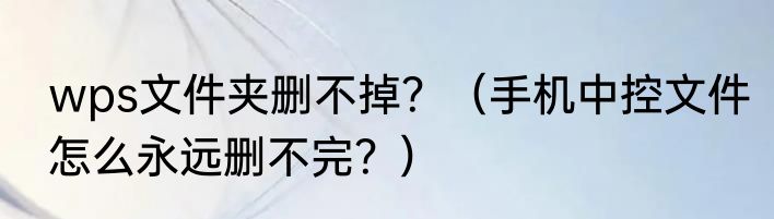 wps文件夹删不掉？（手机中控文件怎么永远删不完？）