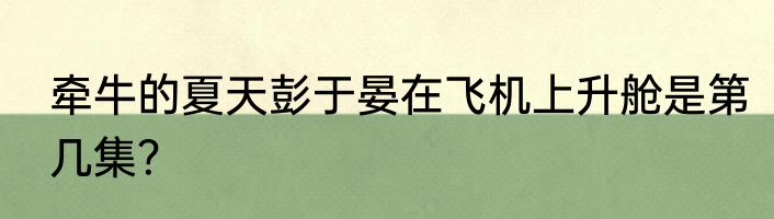 牵牛的夏天彭于晏在飞机上升舱是第几集？