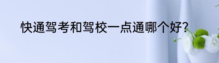 快通驾考和驾校一点通哪个好？