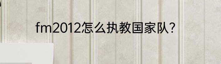fm2012怎么执教国家队？