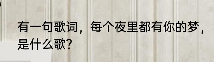 有一句歌词，每个夜里都有你的梦，是什么歌？