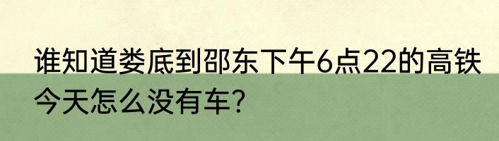谁知道娄底到邵东下午6点22的高铁今天怎么没有车？