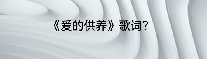 《爱的供养》歌词？