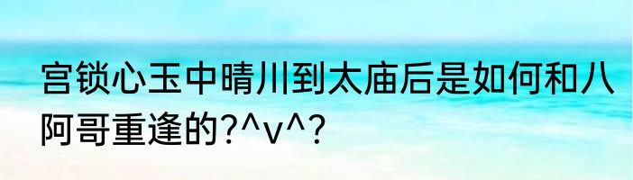 宫锁心玉中晴川到太庙后是如何和八阿哥重逢的?^v^？