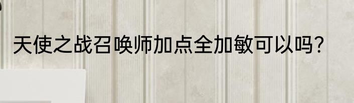 天使之战召唤师加点全加敏可以吗？